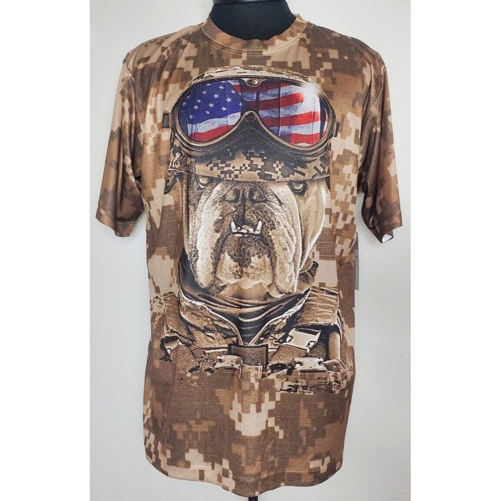 Get A Life Marines Bulldog USA All Over Print Camo Mens T-Shirt Large NWT